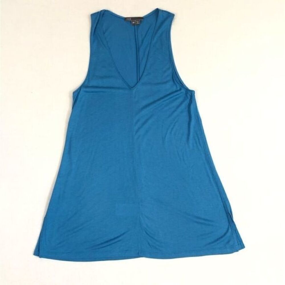 Vince. Blue V-neck Tank Top